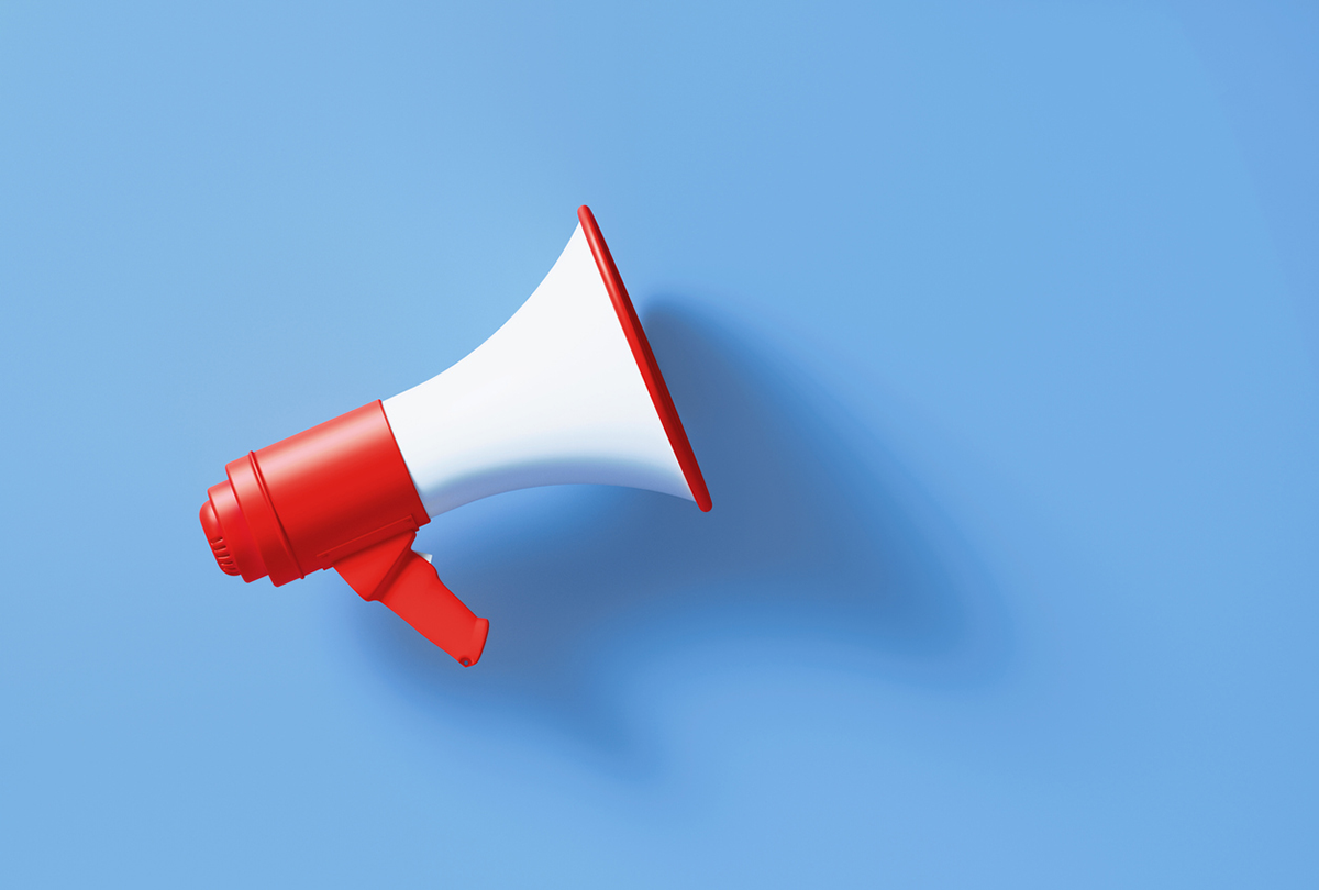 This image of a megaphone represents the BCSC warning the public about unregistered entities that may be targeting or soliciting British Columbians.