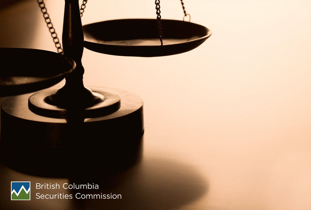 Scales of justice represent enforcement actions taken in British Columbia by the BCSC in May 2021.