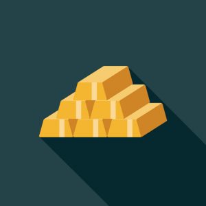 This illustration of a set of gold bars represents the security investors may feel investing in gold when there is market uncertainty. Fraudsters can take advantage of that sense of security.